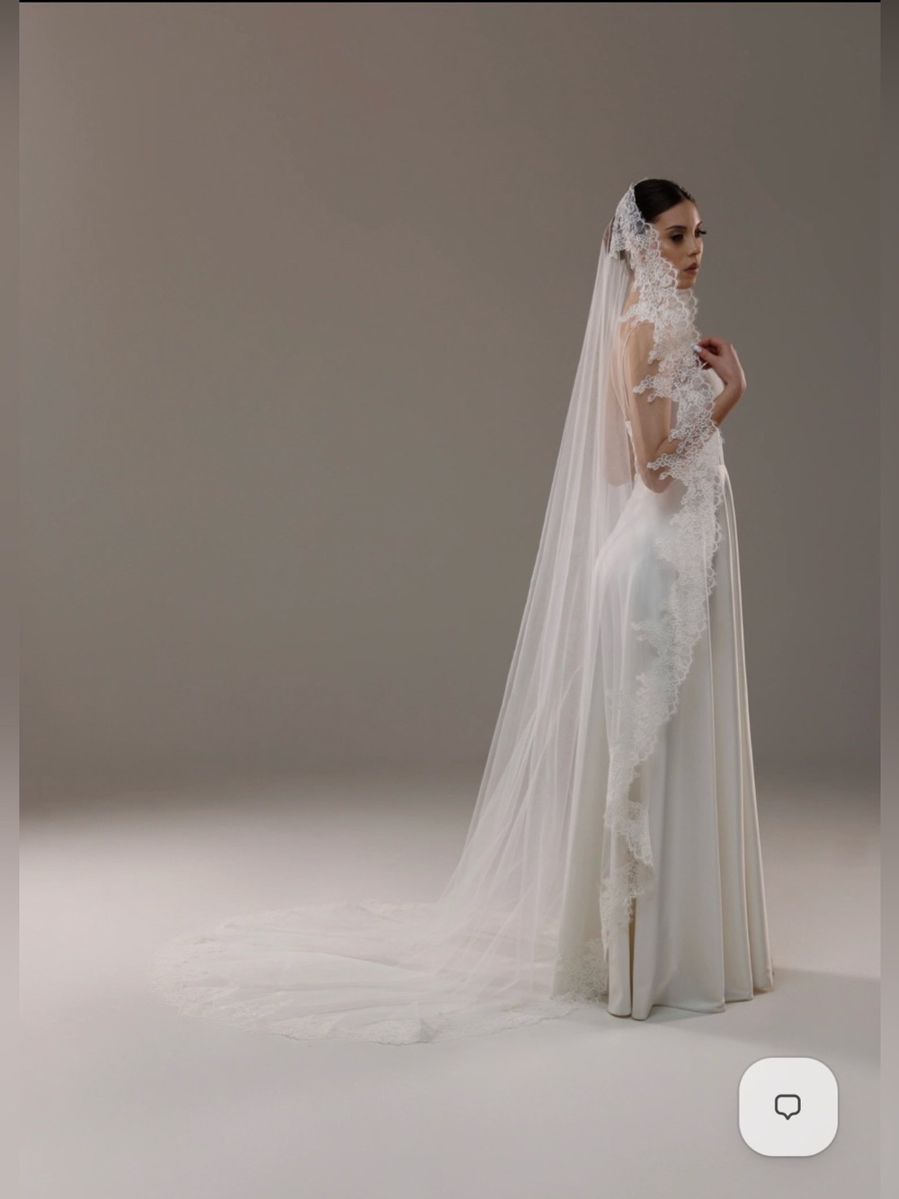 BridalbyValeria 120” Ivory Mantilla Lace Wedding Veil